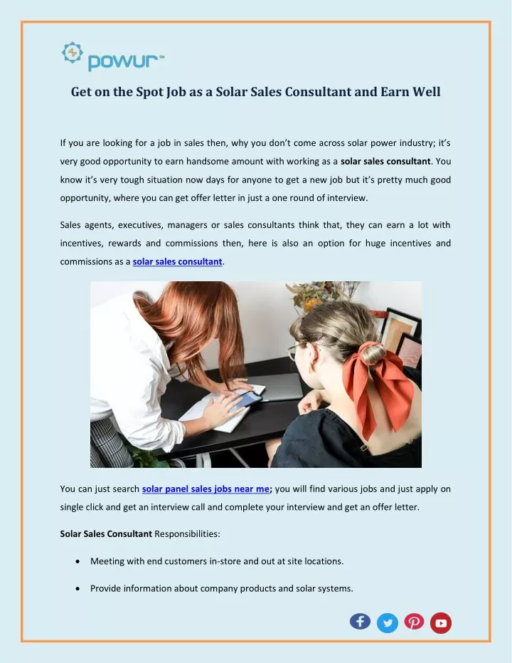 get on the spot job as a solar sales consultant