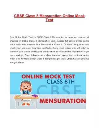 Online mock tests CBSE Class 8 Mensuration