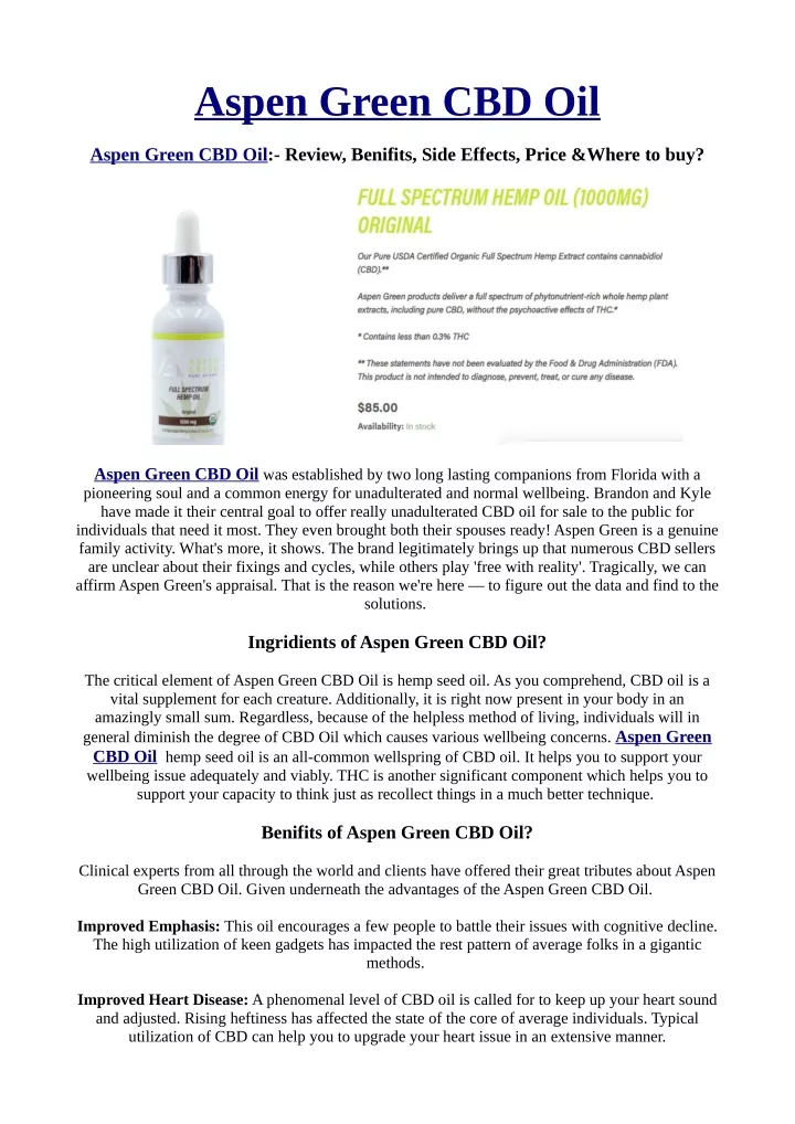 aspen green cbd oil