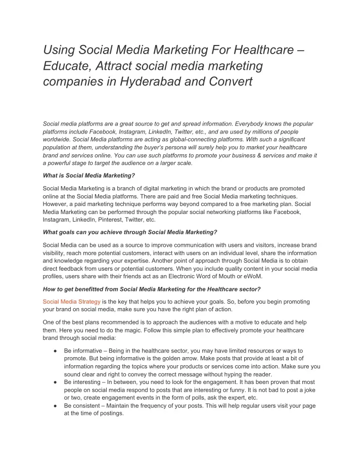 using social media marketing for healthcare