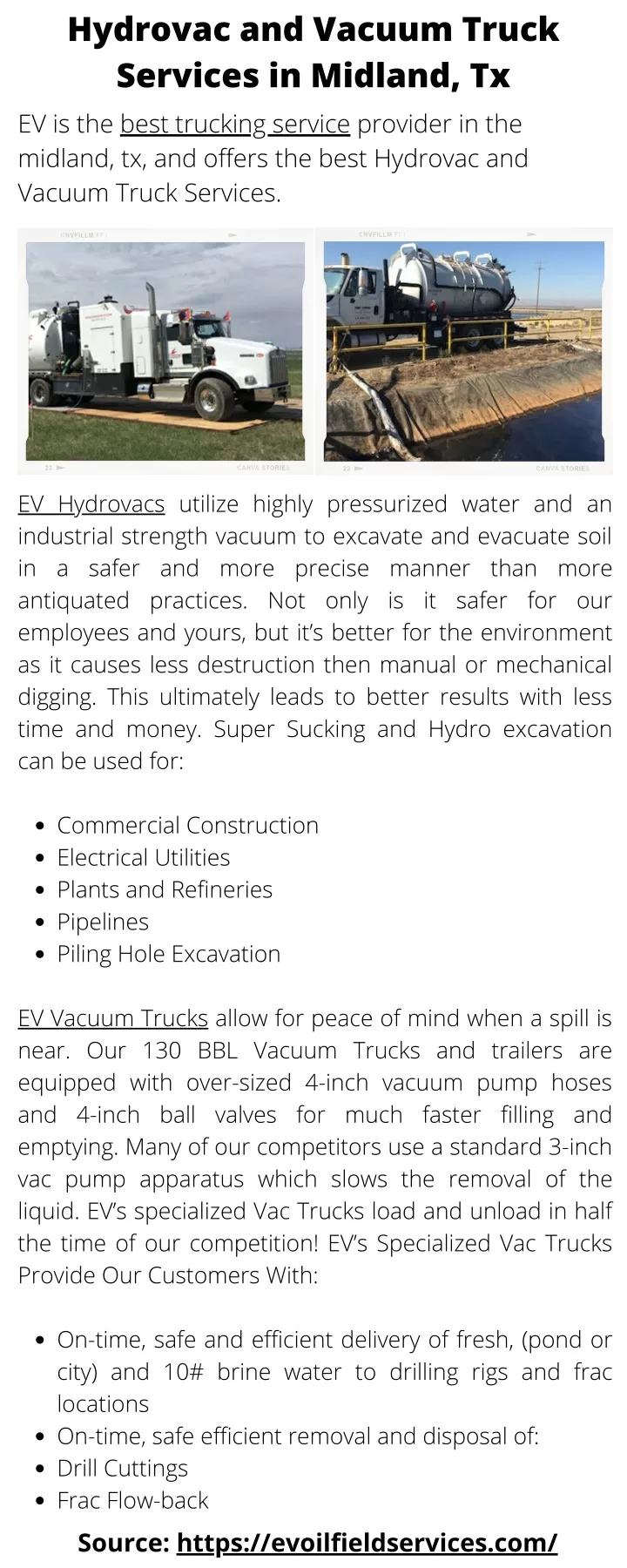 hydrovac and vacuum truck services in midland
