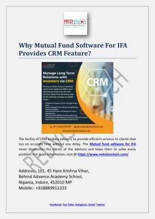 why mutual fund software for ifa provides
