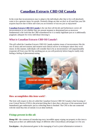 Canadian Extracts CBD Oil Canada: Reviews, Hemp Ex Oil, Benefits, Price and Where To Buy!