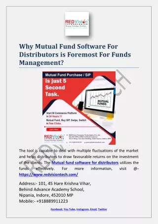 why mutual fund software for distributors