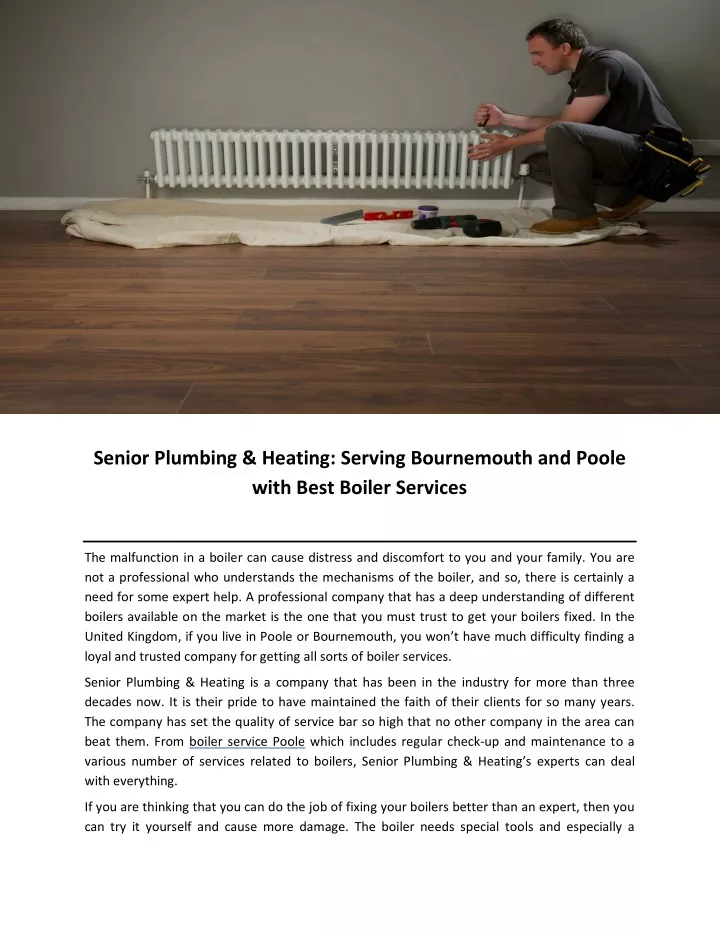 senior plumbing heating serving bournemouth