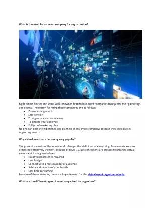 what is the need for an event company
