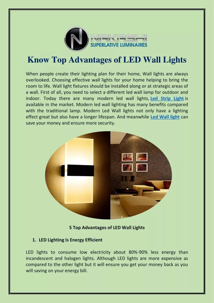 know top advantages of led wall lights