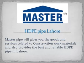 hdpe pipe lahore