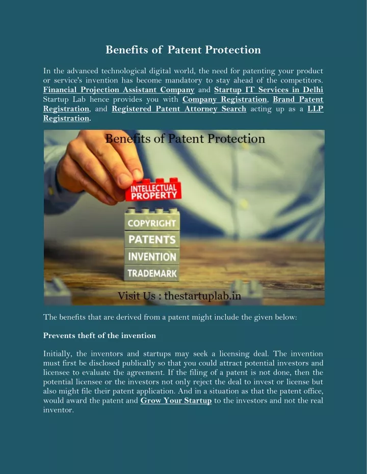 benefits of patent protection