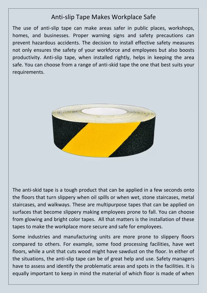 anti slip tape makes workplace safe