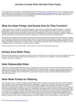Exactly How to Generate Water with Solar Energy Pumps