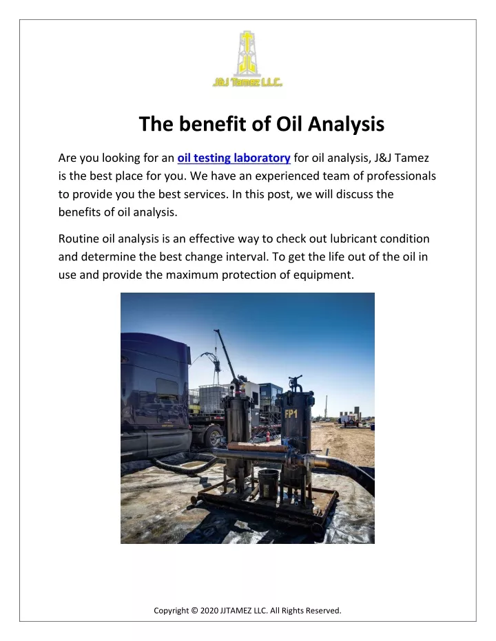 the benefit of oil analysis