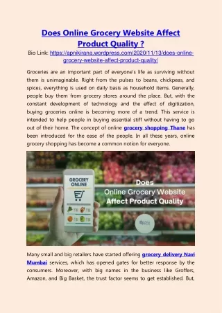 does online grocery website affect product