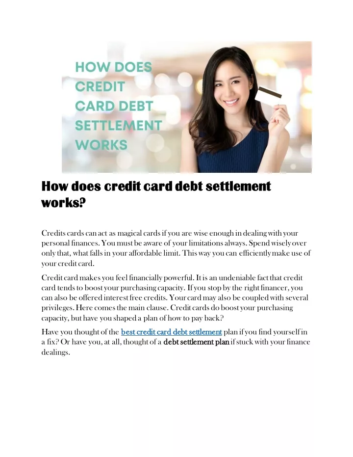 how does credit card debt settlement how does