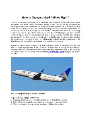 PPT - How to Change Your United Airlines Flight Online and Over the ...