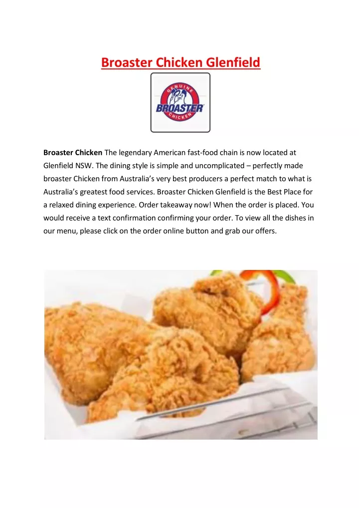 broaster chicken glenfield