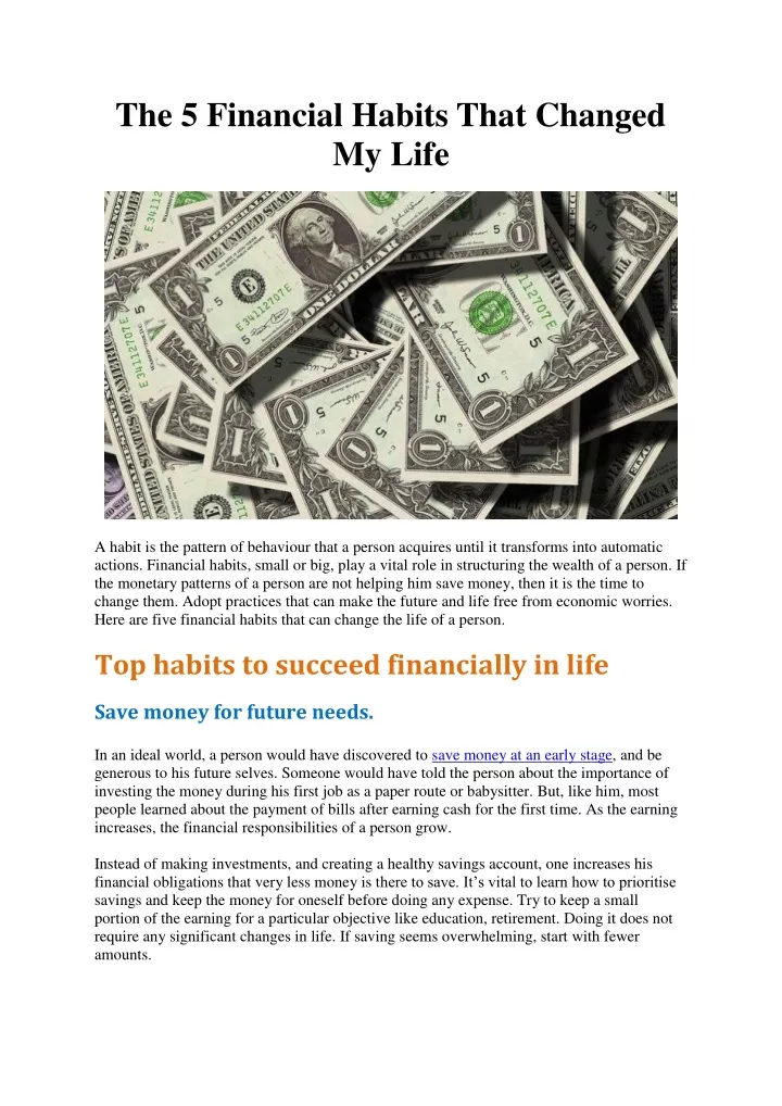 the 5 financial habits that changed my life