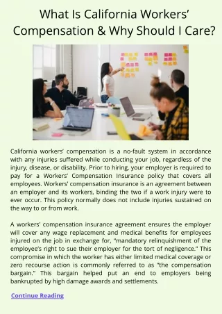 What Is California Workers’ Compensation & Why Should I Care?