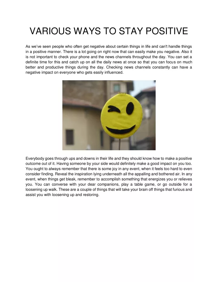 various ways to stay positive