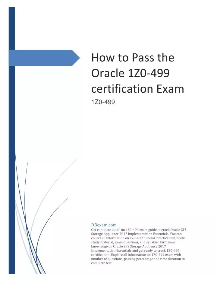 how to pass the oracle 1z0 499 certification exam