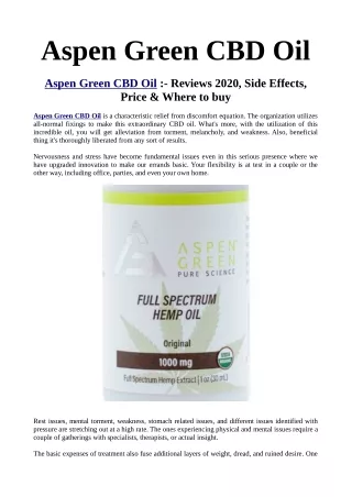 Aspen Green CBD Oil