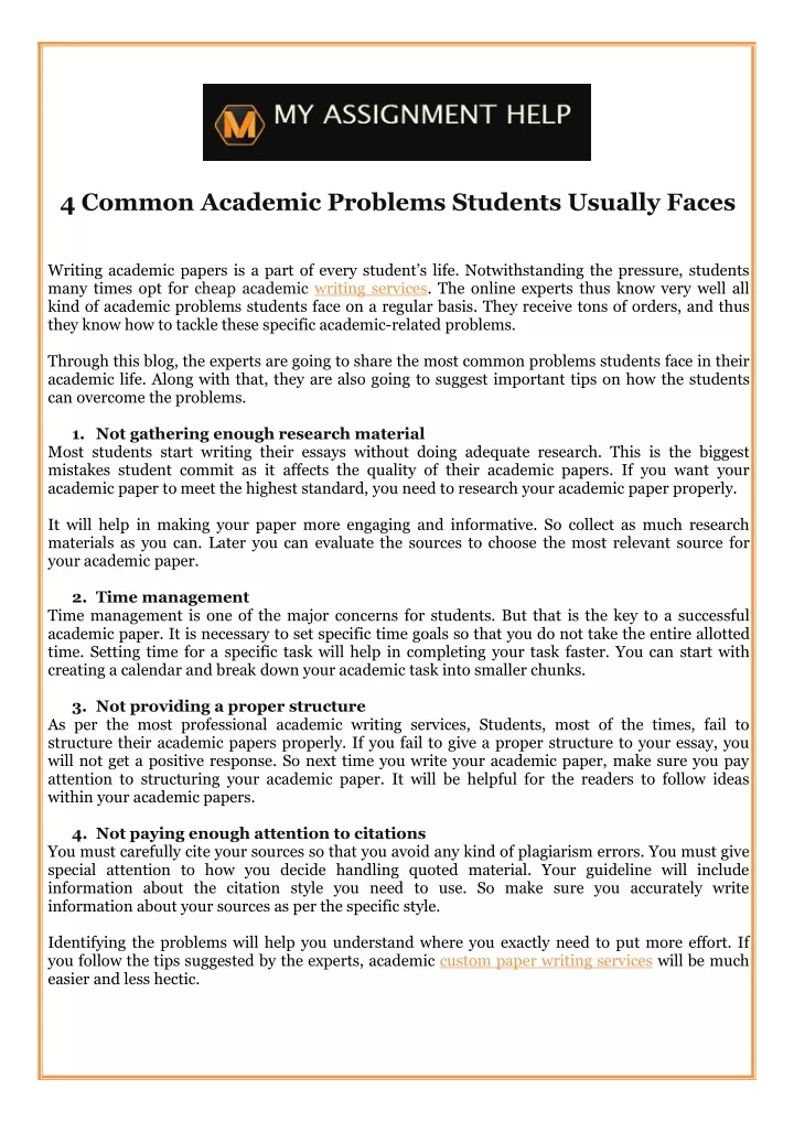 4 common academic problems students usually faces