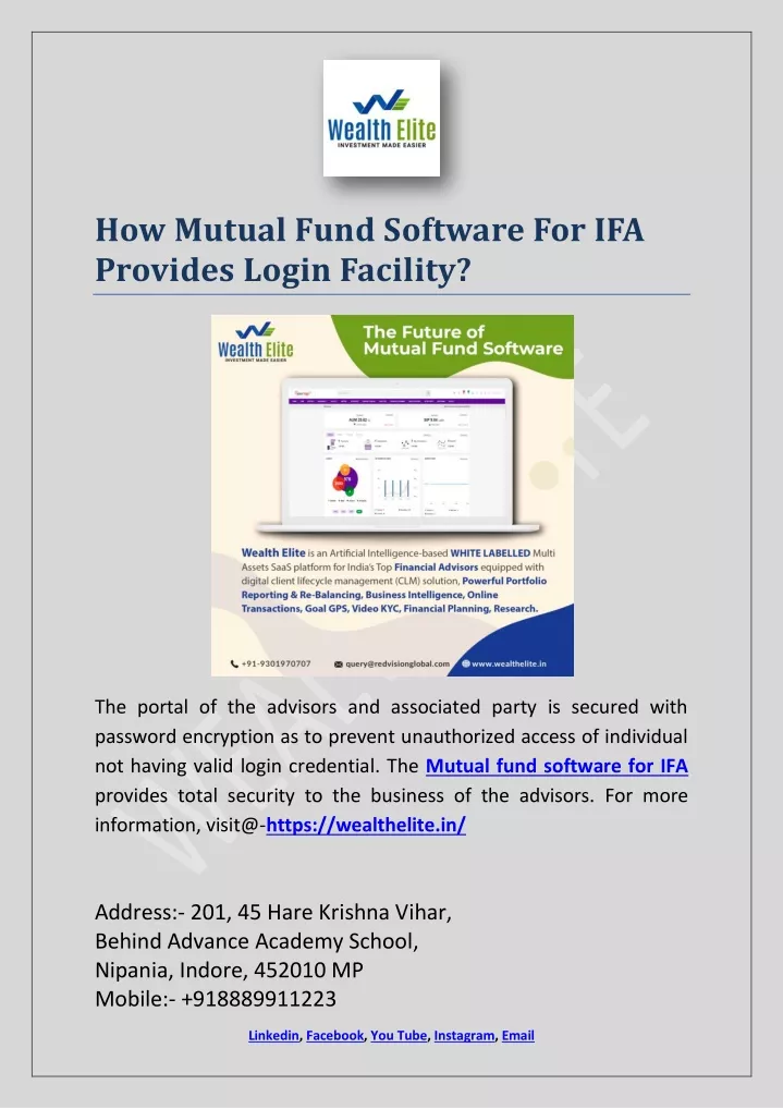 how mutual fund software for ifa provides login