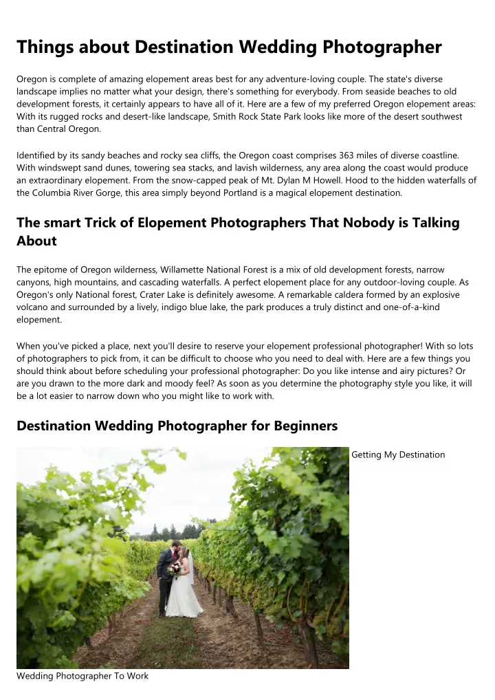 things about destination wedding photographer