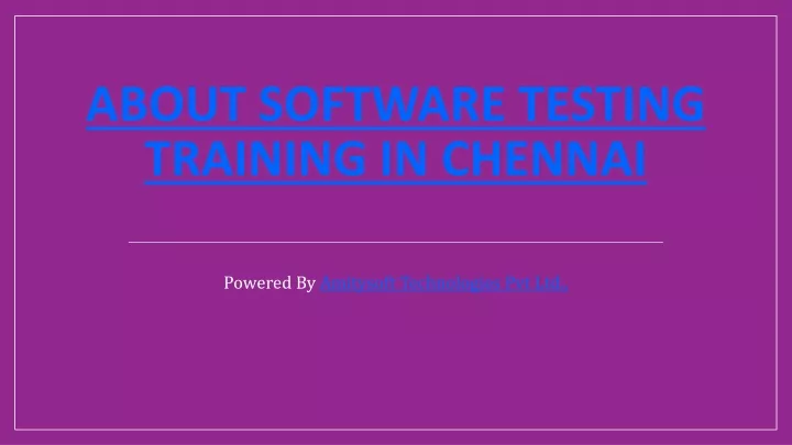 about software testing training in chennai