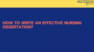 how to write an effective nursing dissertation