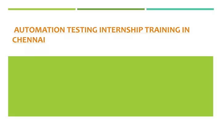 automation testing internship training in chennai