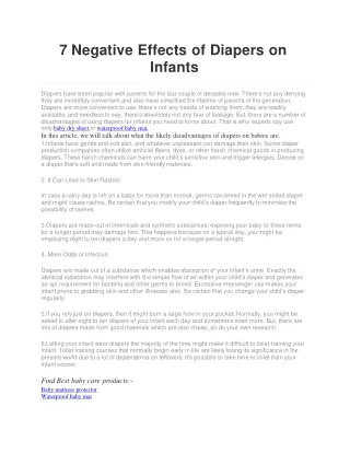 7 Negative Effects of Diapers on Infants