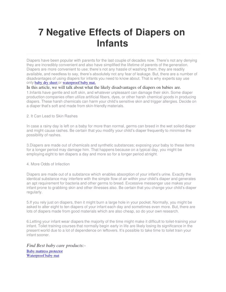 7 negative effects of diapers on infants