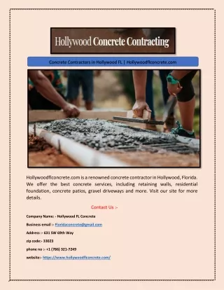Concrete Contractors in Hollywood FL | Hollywoodflconcrete.com