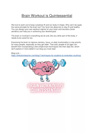 brain workout is quintessential