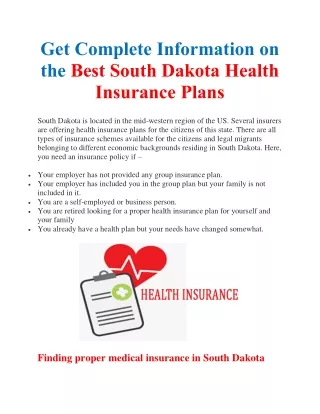 Get Complete Information on the Best South Dakota Health Insurance Plans