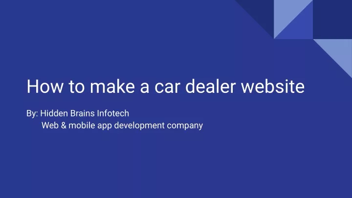 how to make a car dealer website