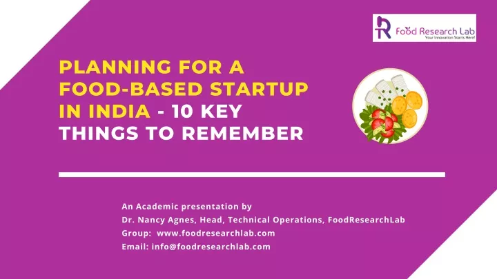 planning for a food based startup in india