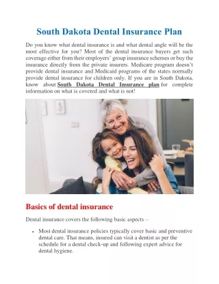 South Dakota Dental Insurance Plan