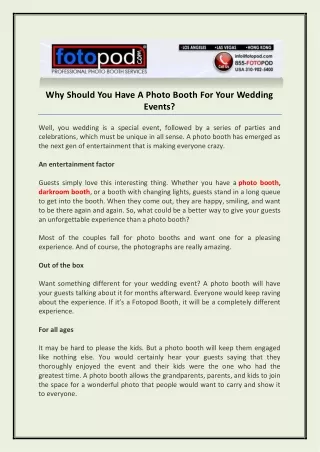 why should you have a photo booth for your