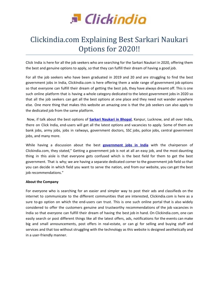 clickindia com explaining best sarkari naukari