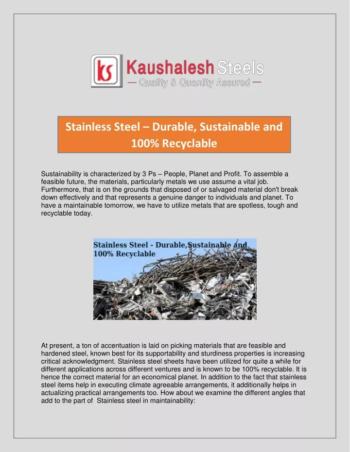 stainless steel durable sustainable