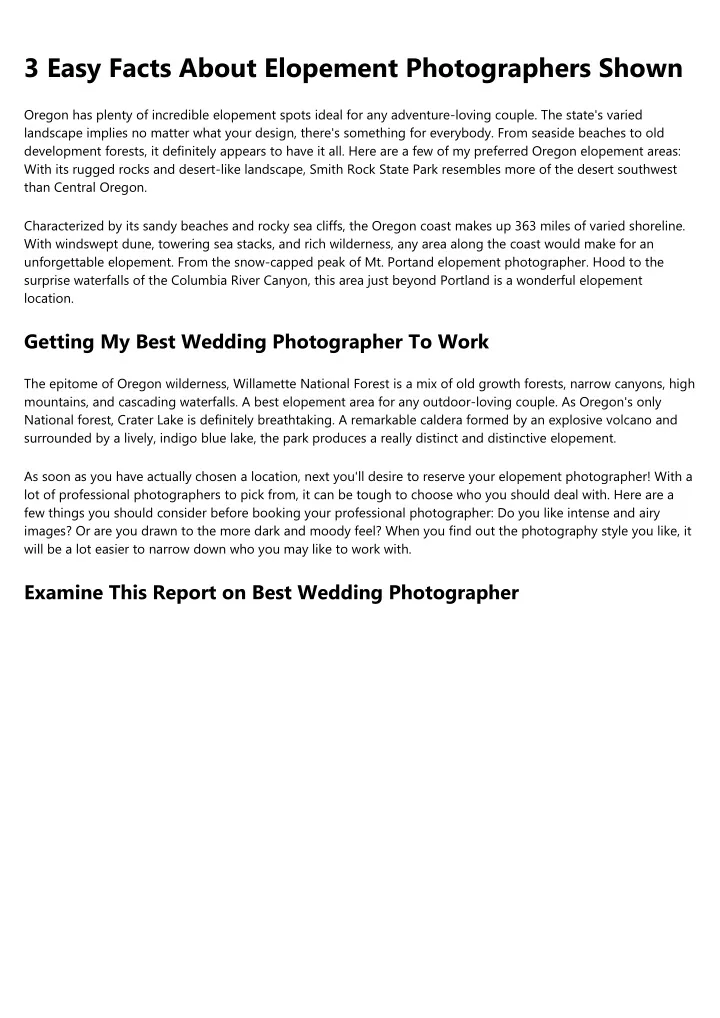 3 easy facts about elopement photographers shown