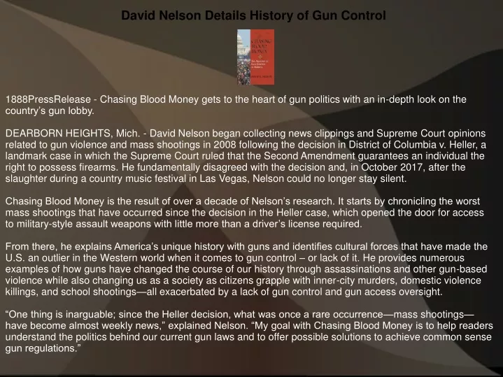 david nelson details history of gun control