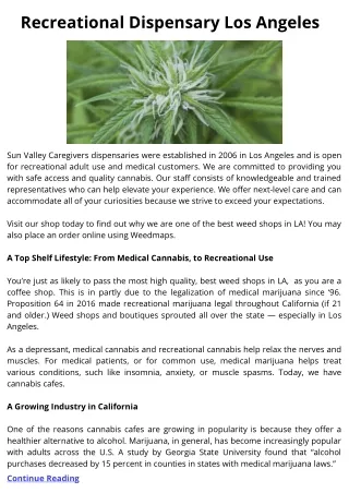 Recreational Dispensary Los Angeles