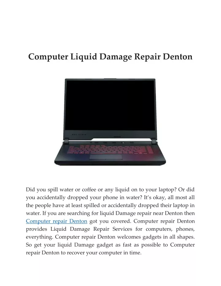 computer liquid damage repair denton