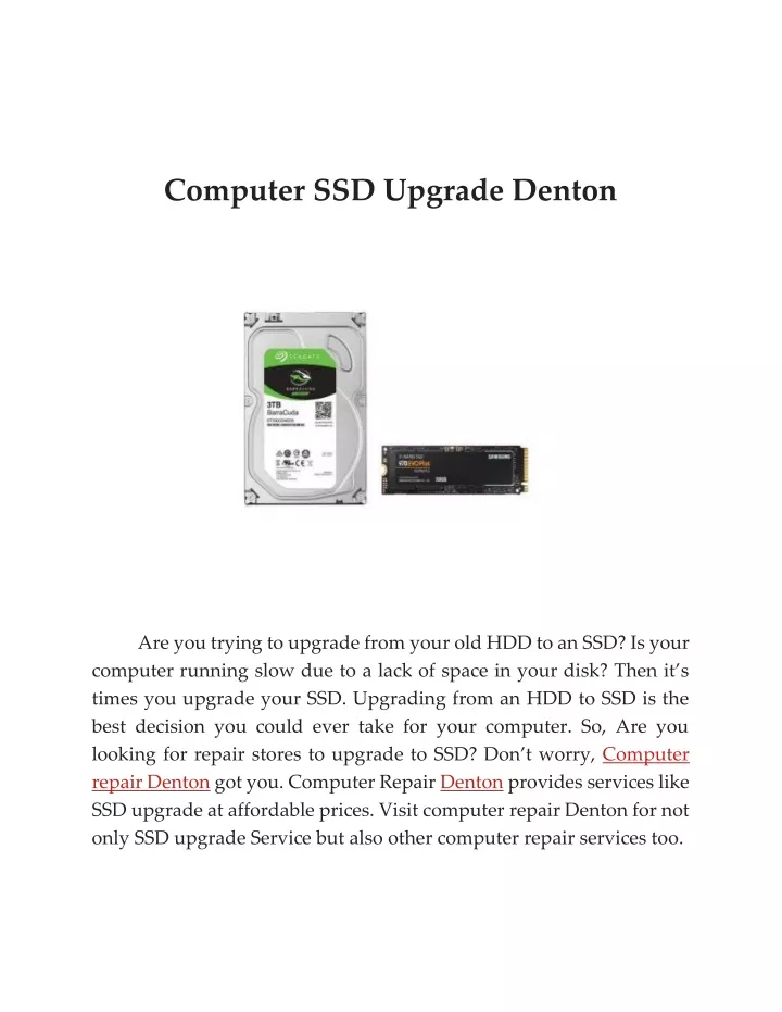 computer ssd upgrade denton