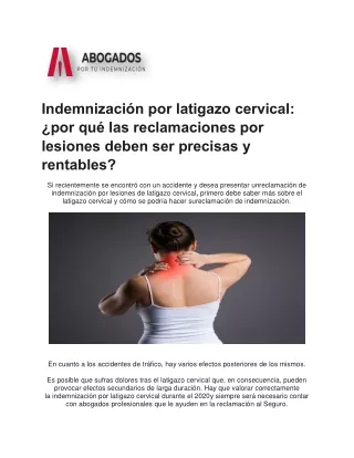 Latigazo Cervical Indemnización Abogados| Latigazocervical.info