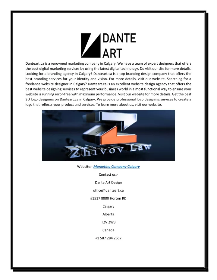 danteart ca is a renowned marketing company