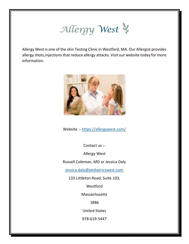 allergy west is one of the skin testing clinic